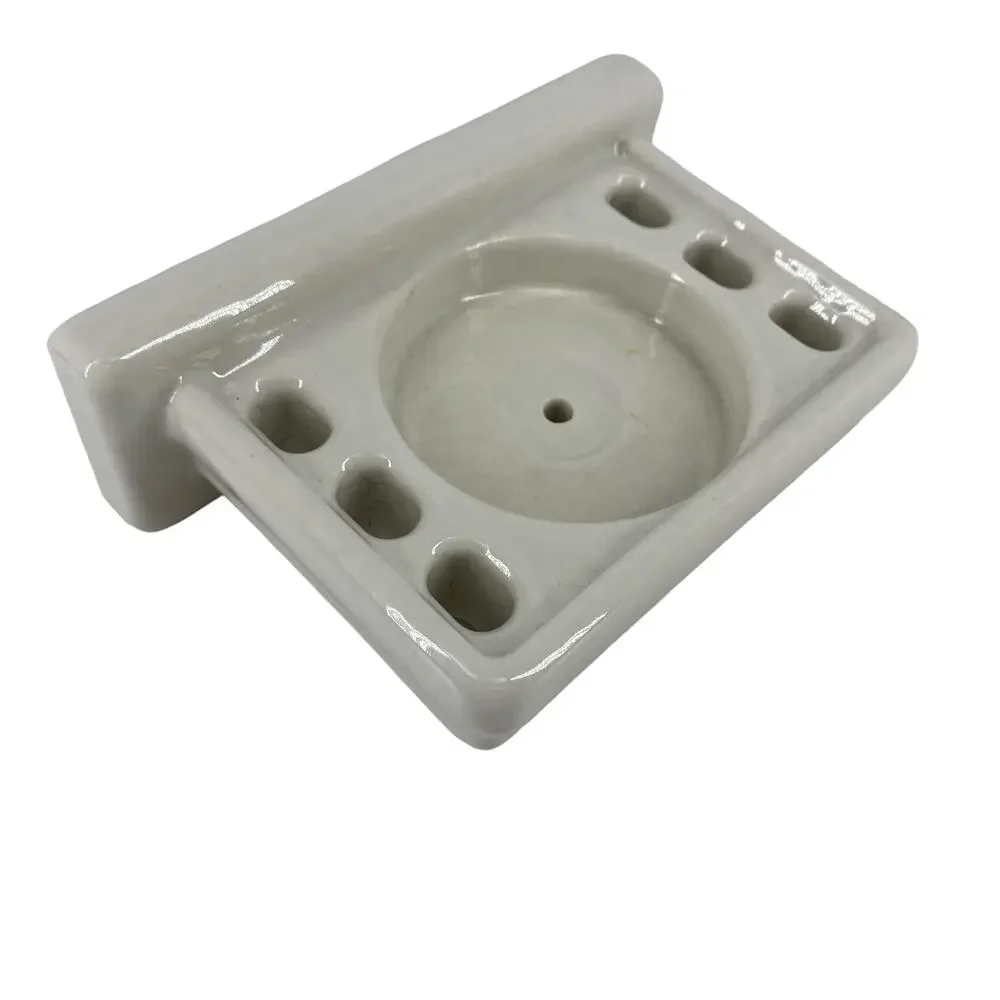 Vintage Ceramic 6-Slot Toothbrush and Cup Holder Wall Mount Antique Bath Reno